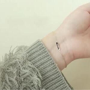 18k Yellow Gold Plated Sterling Silver
"LUCK" Engraved Dainty Thin Bracelet!